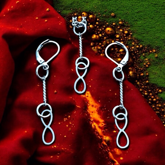 Hand Crafted Jewelry - 🆕 Infinity Necklace and Earrings Set Stainless Steel